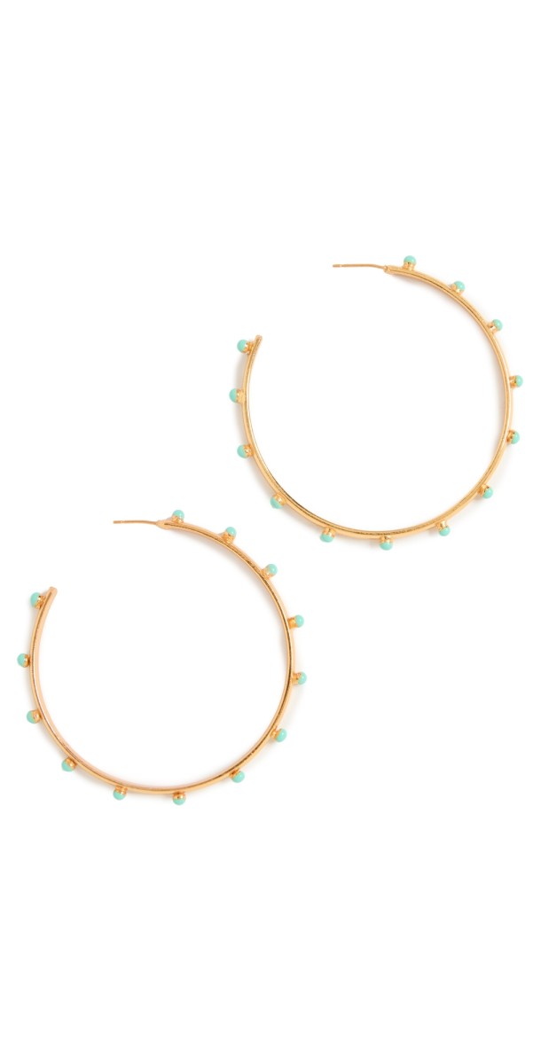 Sylvia Toledano Crole Hoops Turquoise Enamel