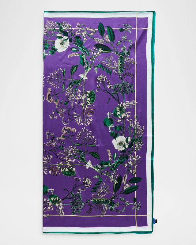 Neiman Marcus Exclusive Wendy Double Sided Floral-Print Silk Scarf