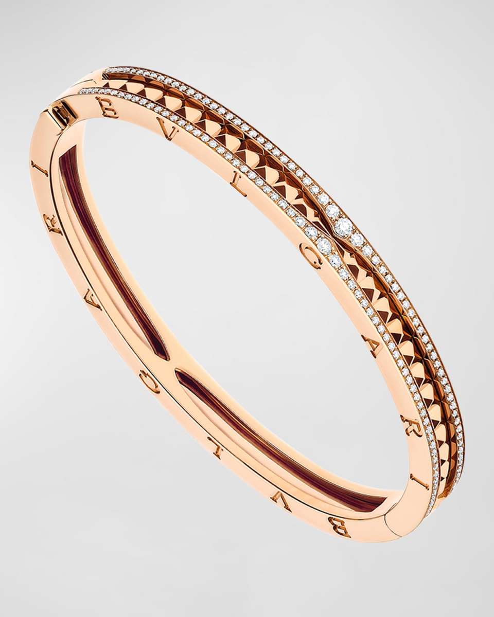 B. Zero1 Rock 18K Rose Gold Studded Diamond Bracelet, Siz