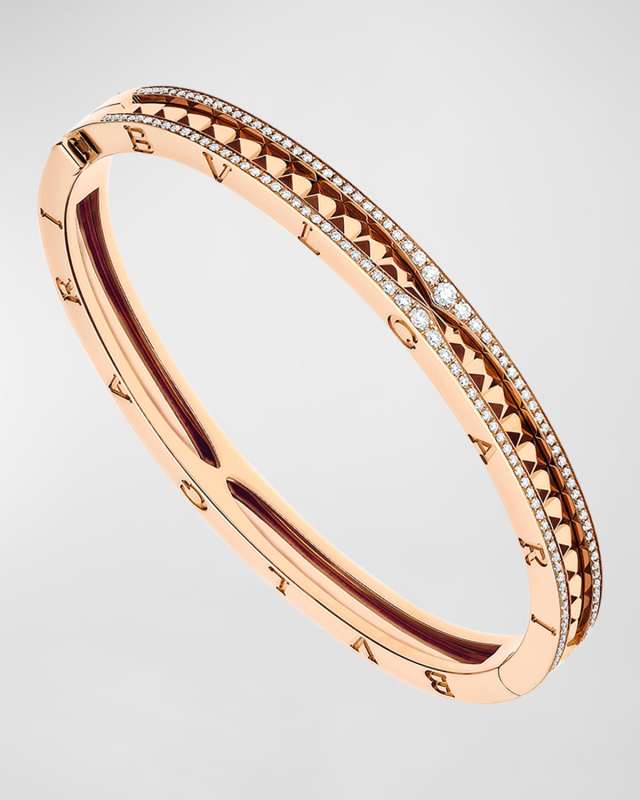 B. Zero1 Rock 18K Rose Gold Studded Diamond Bracelet, Siz