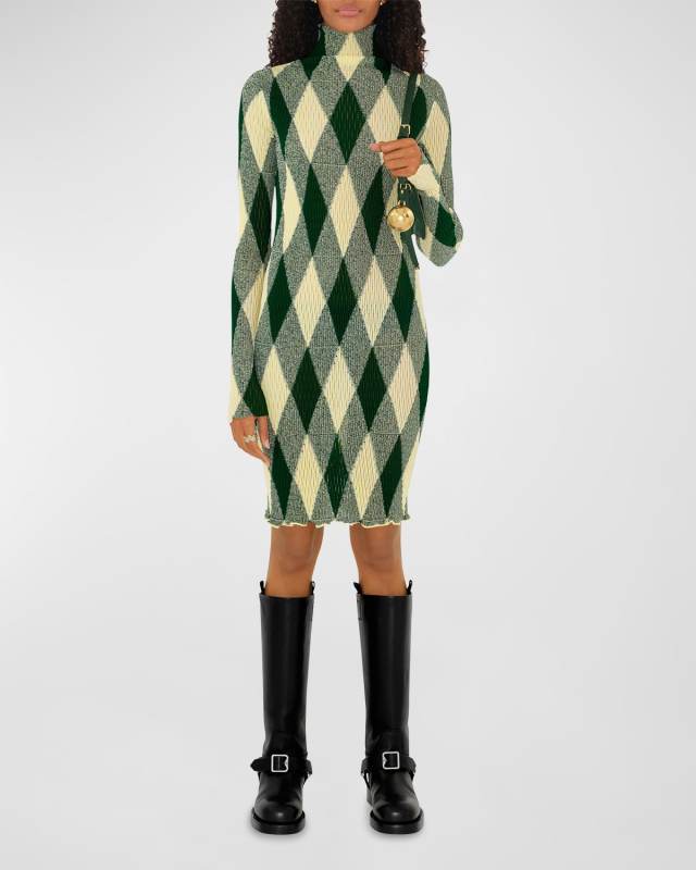Signature Argyle Rouched Dress
