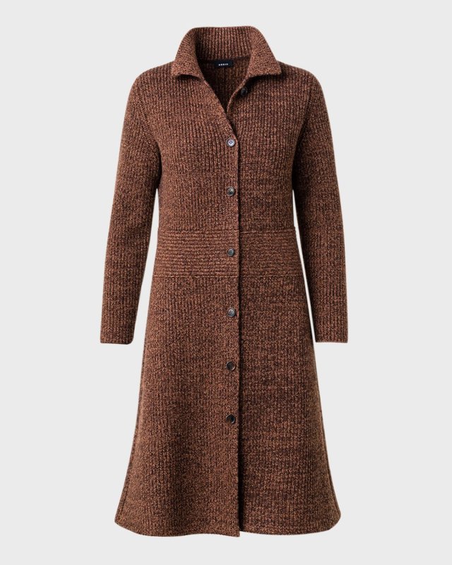 Cashmere Mouline Ribbed Knit Top Coat
