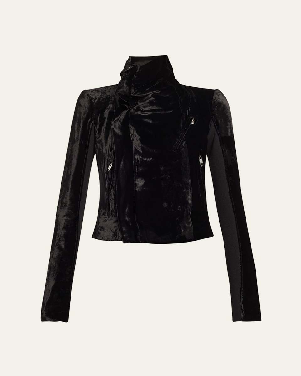 Wrap Velvet Biker Jacket