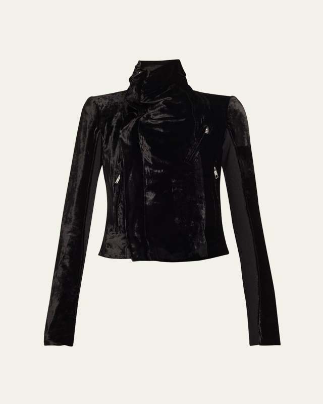 Wrap Velvet Biker Jacket