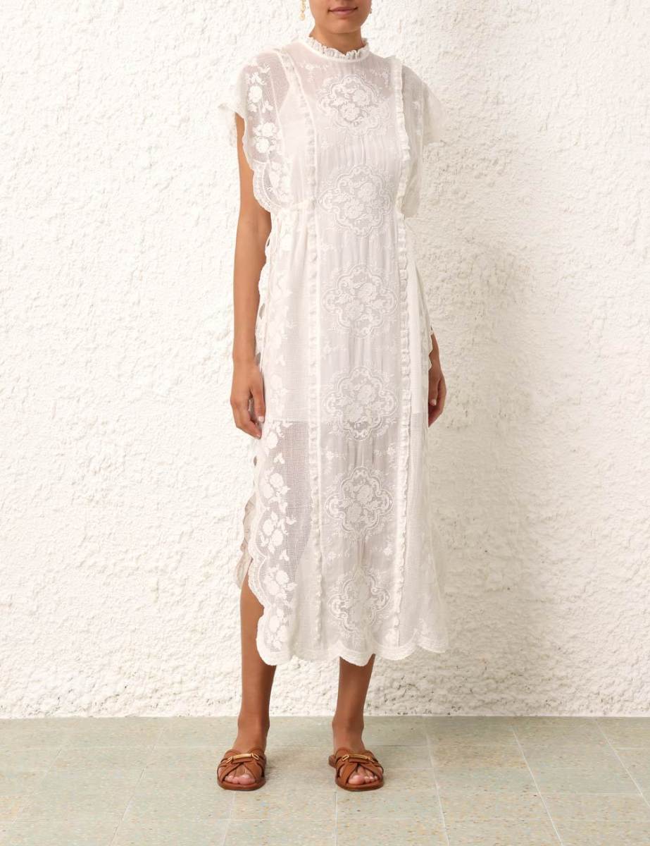 Zimmermann Alight drawstring-waist lace midi dress