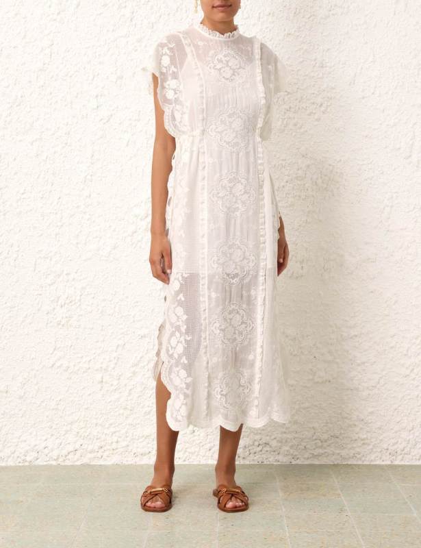 Zimmermann Alight drawstring-waist lace midi dress