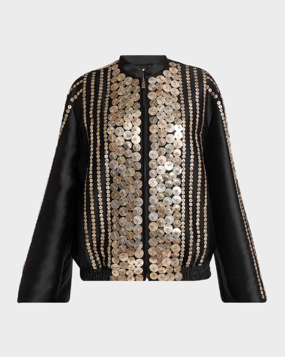 Sequined Silk Zip Jacket