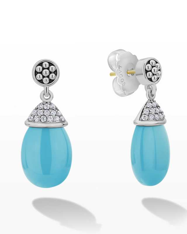 Blue Caviar Diamond Teardrop Earrings