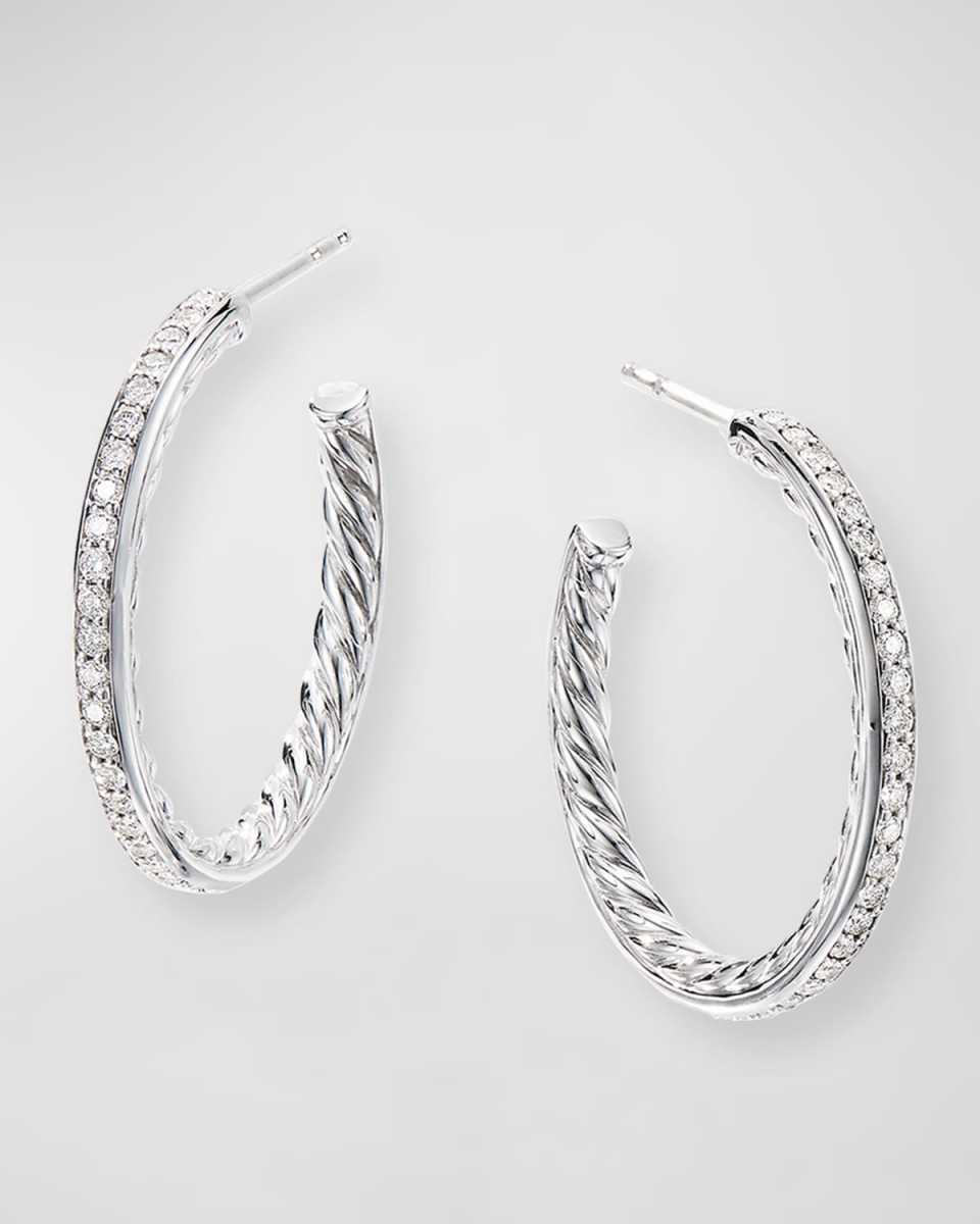 Small Hoop Earrings w/ Pave Diamonds