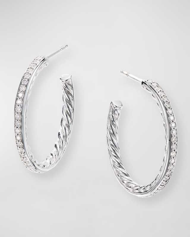 Small Hoop Earrings w/ Pave Diamonds