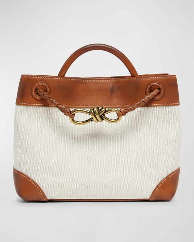 Small Andiamo Washed Canvas Top-Handle Bag