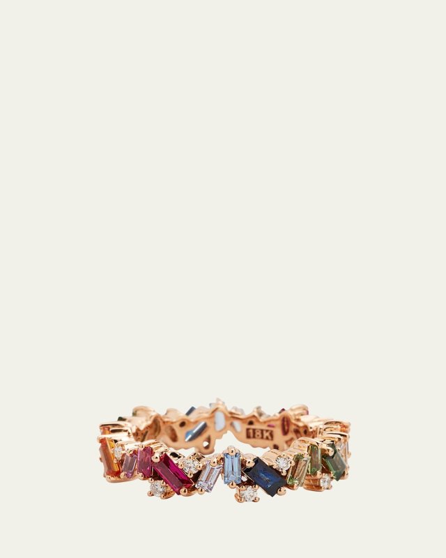 18K Rose Gold Sapphire and Diamond Frenzy Eternity Band Ring