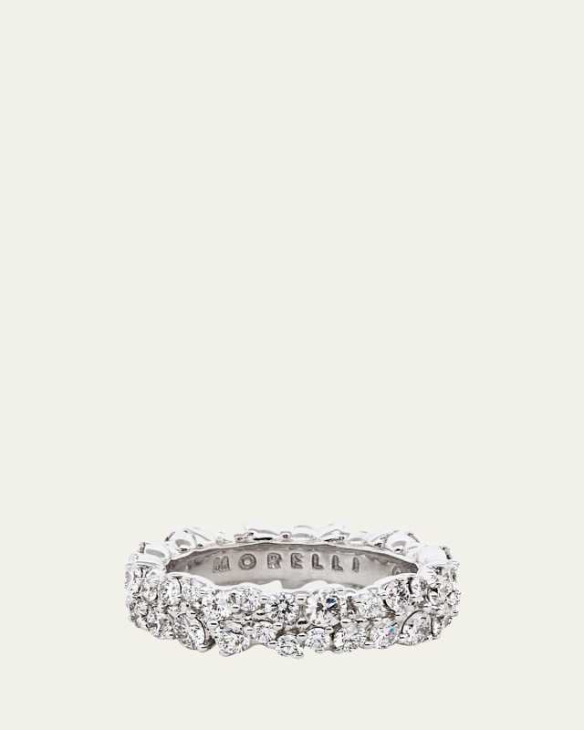 6mm Confetti Diamond Band Ring in 18K White Gold, Size 6.5