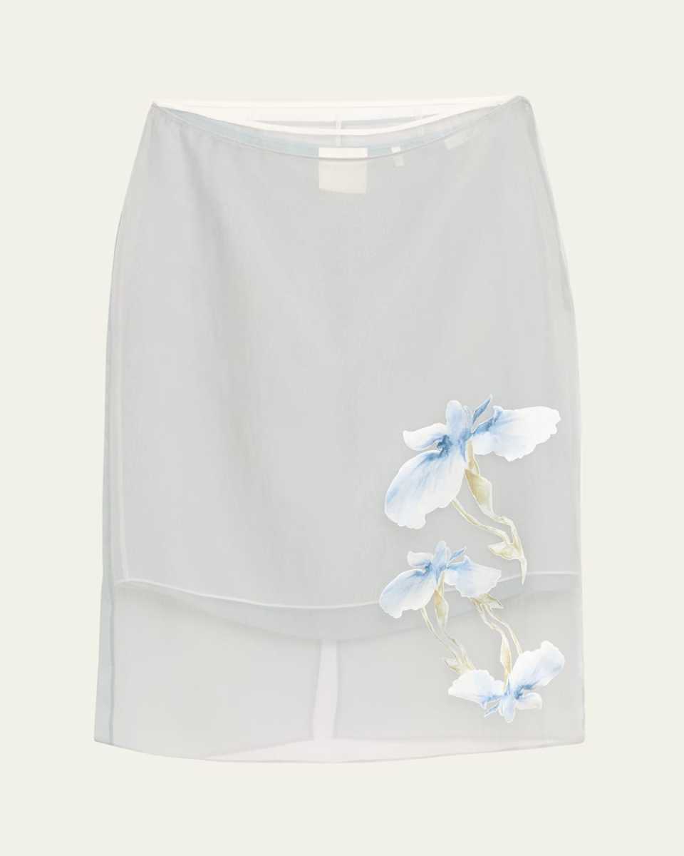Floral Print Chiffon Overlay Skirt