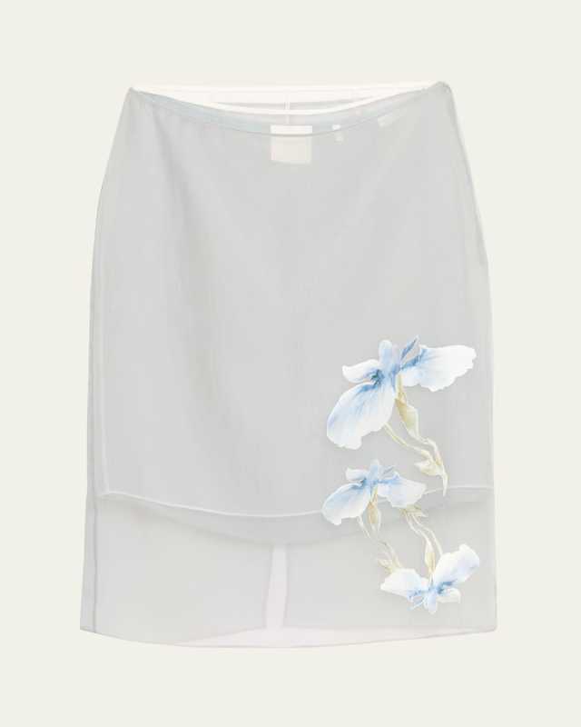Floral Print Chiffon Overlay Skirt