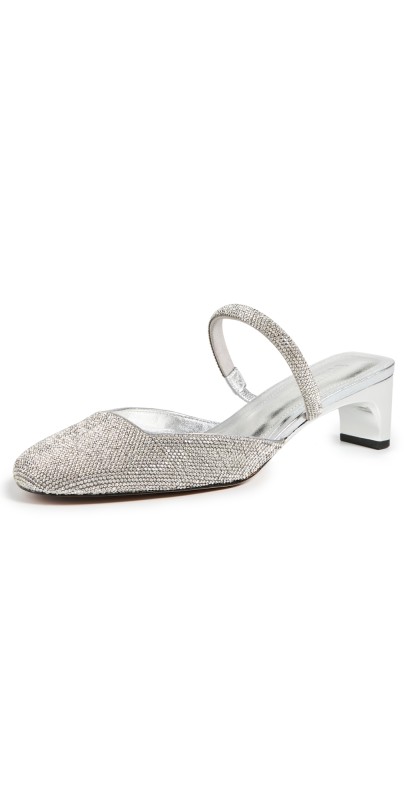 Schutz Bertie Mules Ciment-Cristal/Prata