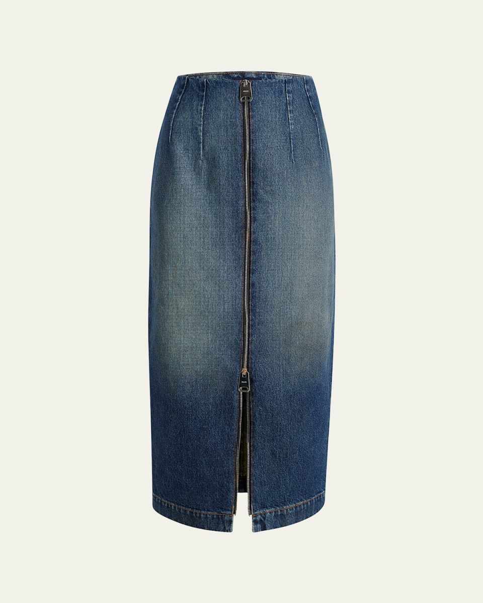 Ruly Zip-Front Midi Denim Skirt