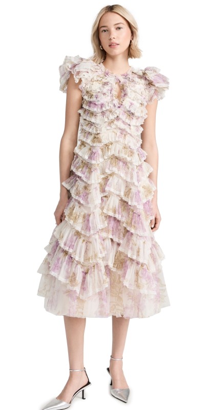 Needle & Thread Wisteria Ruffle Lace Ballerina Dress Moonshine