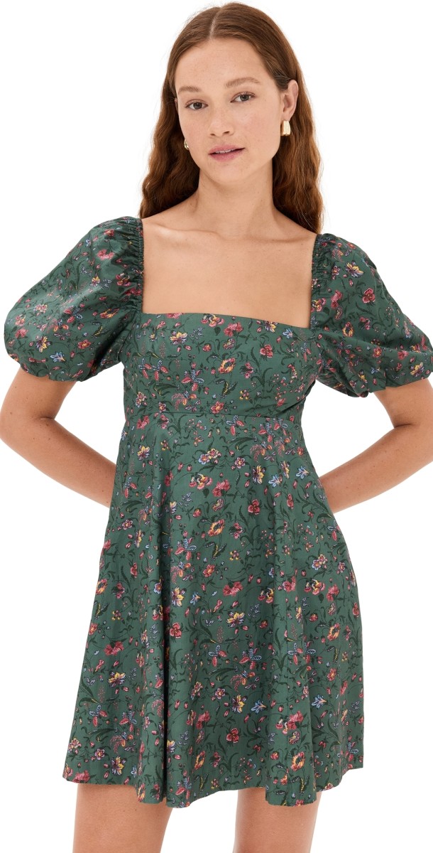 Hill House Home The Matilda Mini Dress Fleur Chintz/Bottle Green