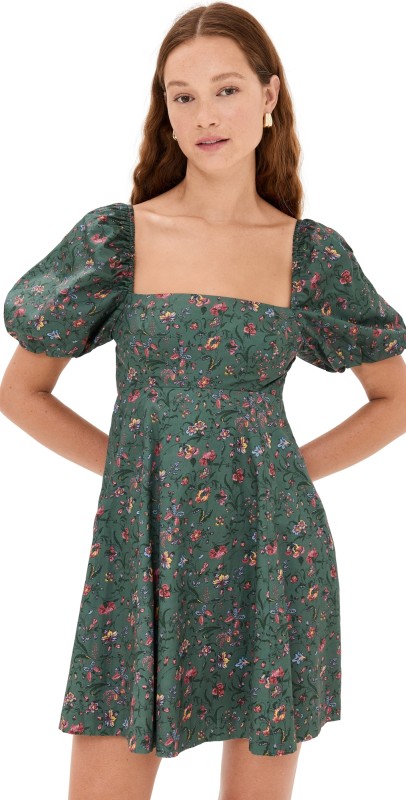 Hill House Home The Matilda Mini Dress Fleur Chintz/Bottle Green