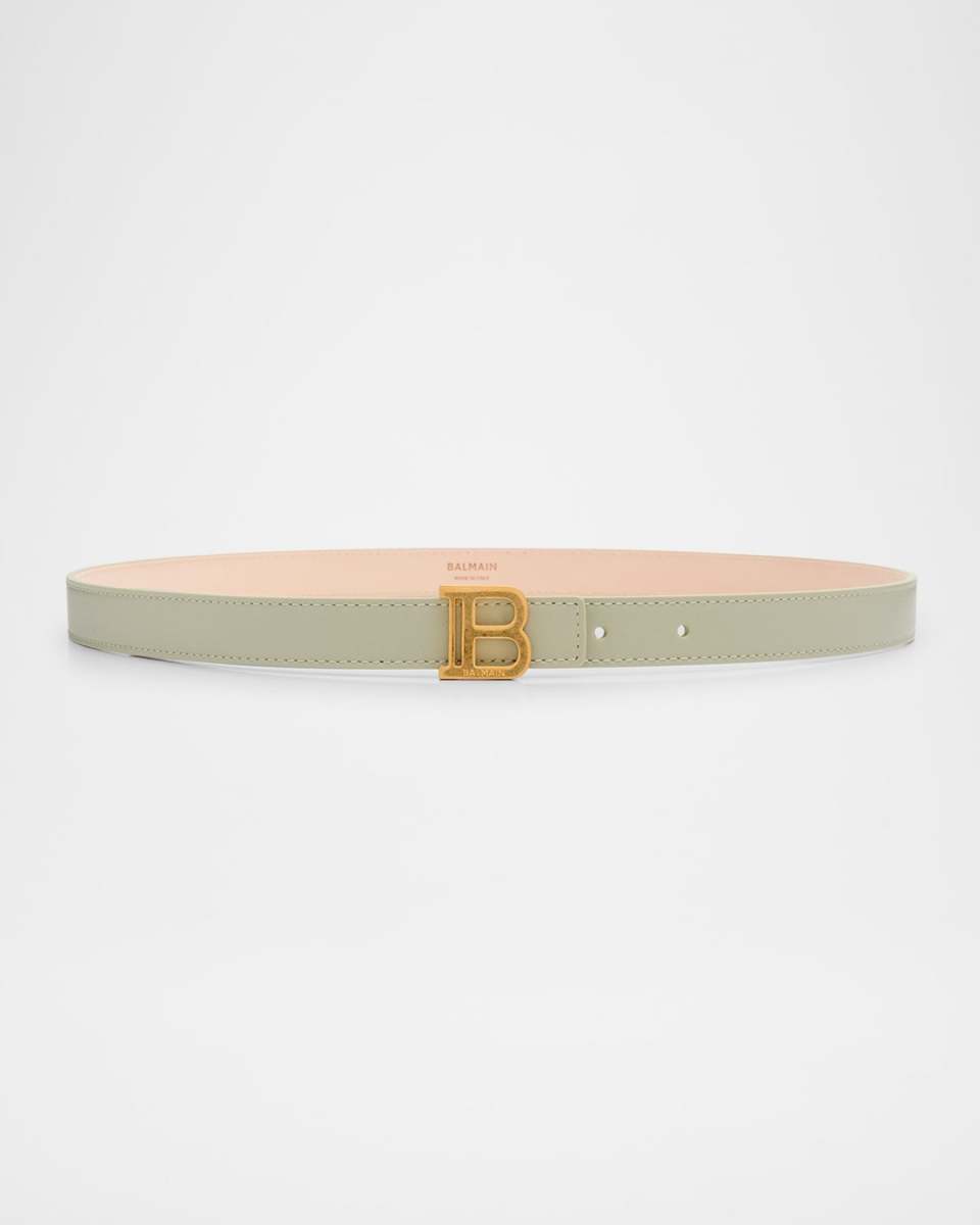 B Logo Buckle Calfskin Belt