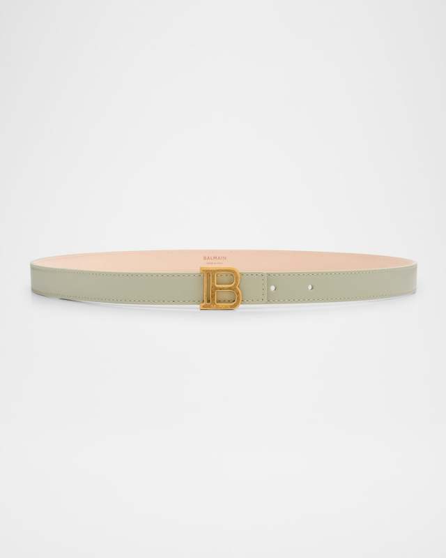 B Logo Buckle Calfskin Belt