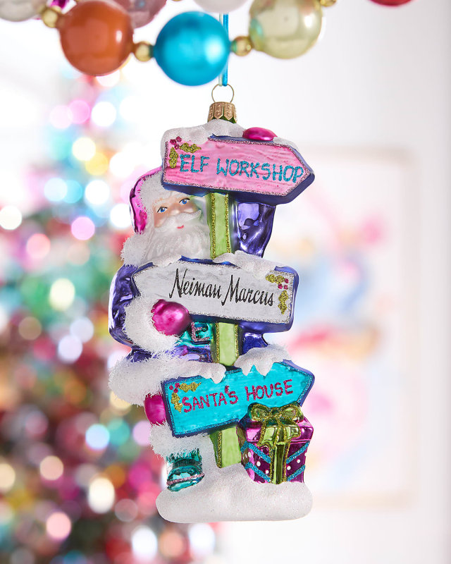 Santa with Road Signs Ornament