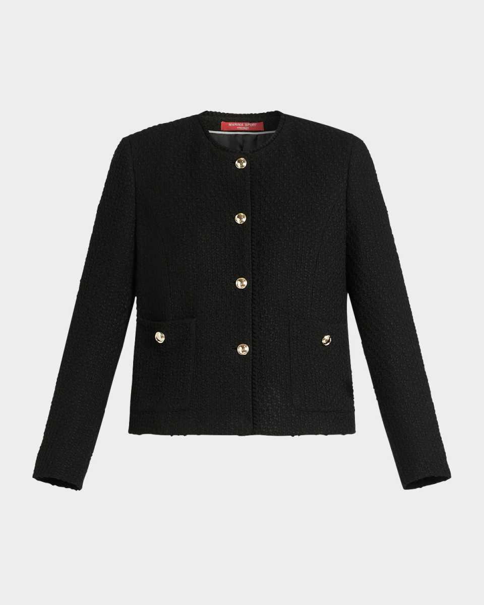 Plus Size Canosa Button-Down Tweed Jacket