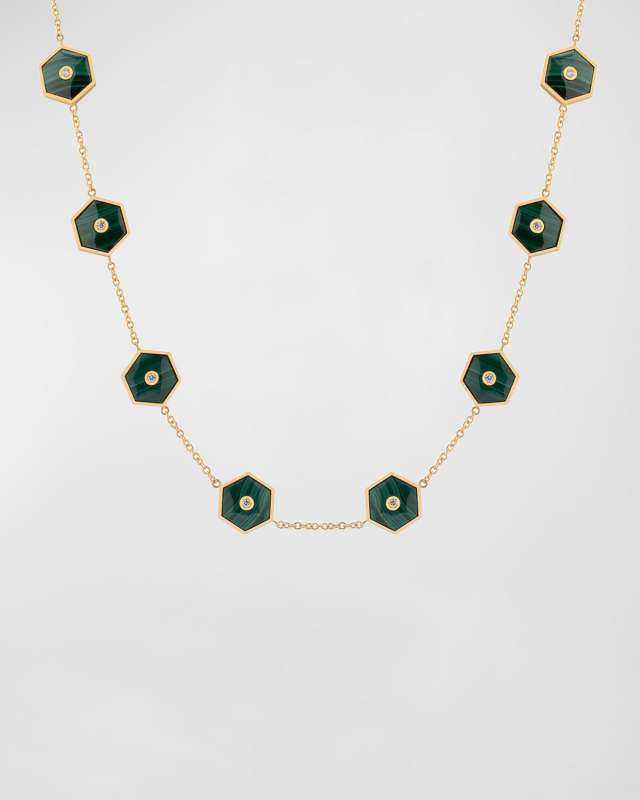 Baia Sommersa 18K Yellow Gold Malachite and Diamond Necklace