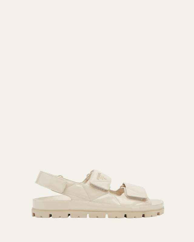 Quilted Patent Slingback Sport Sandals