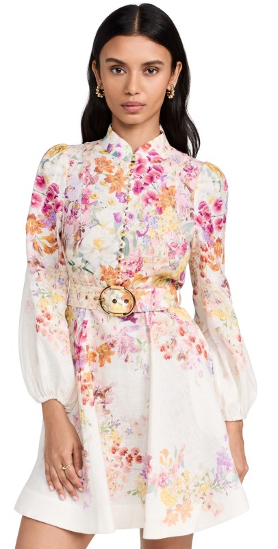Zimmermann Natura Buttoned Mini Dress Kaleidoscope Garden