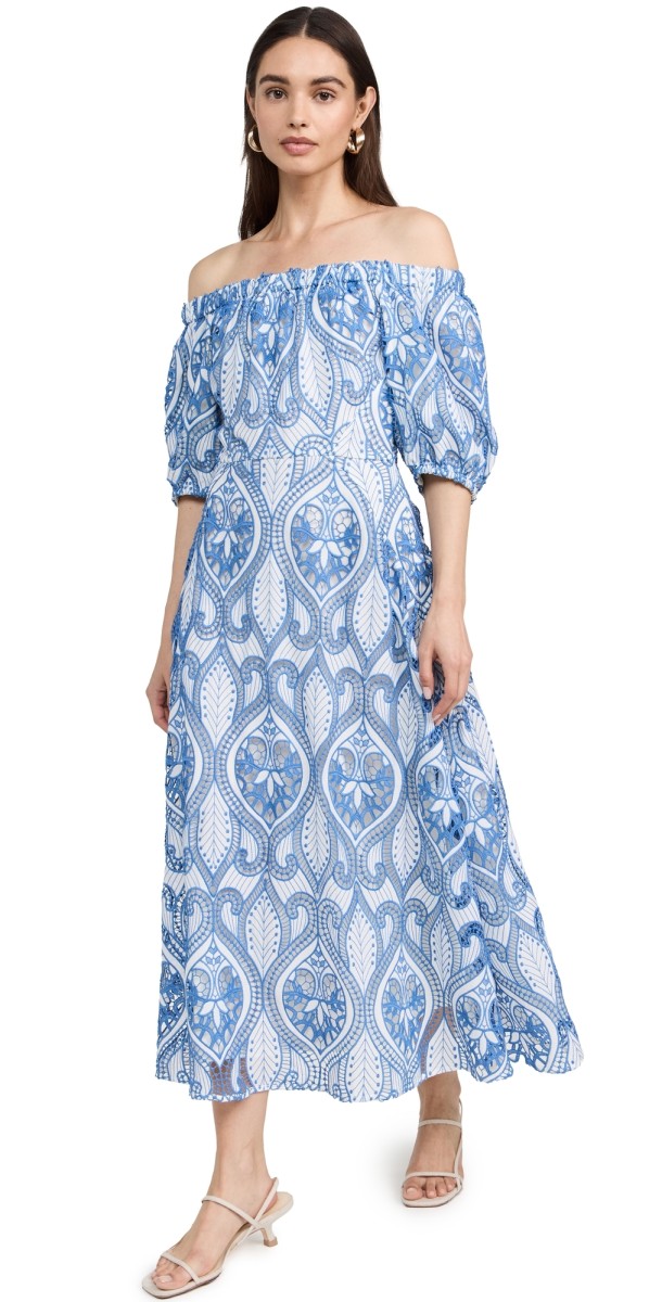 Shoshanna Jude Dress Ivory/Sea Blue