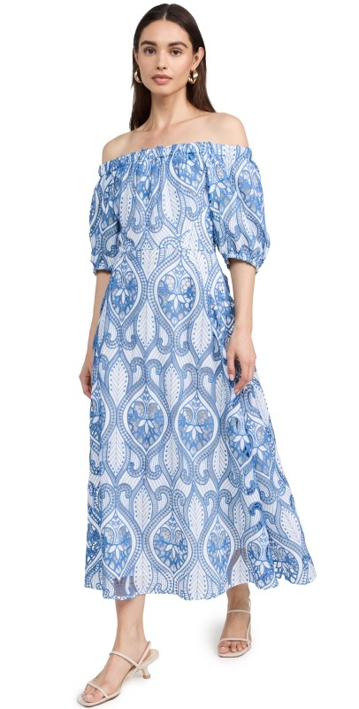 Shoshanna Jude Dress Ivory/Sea Blue