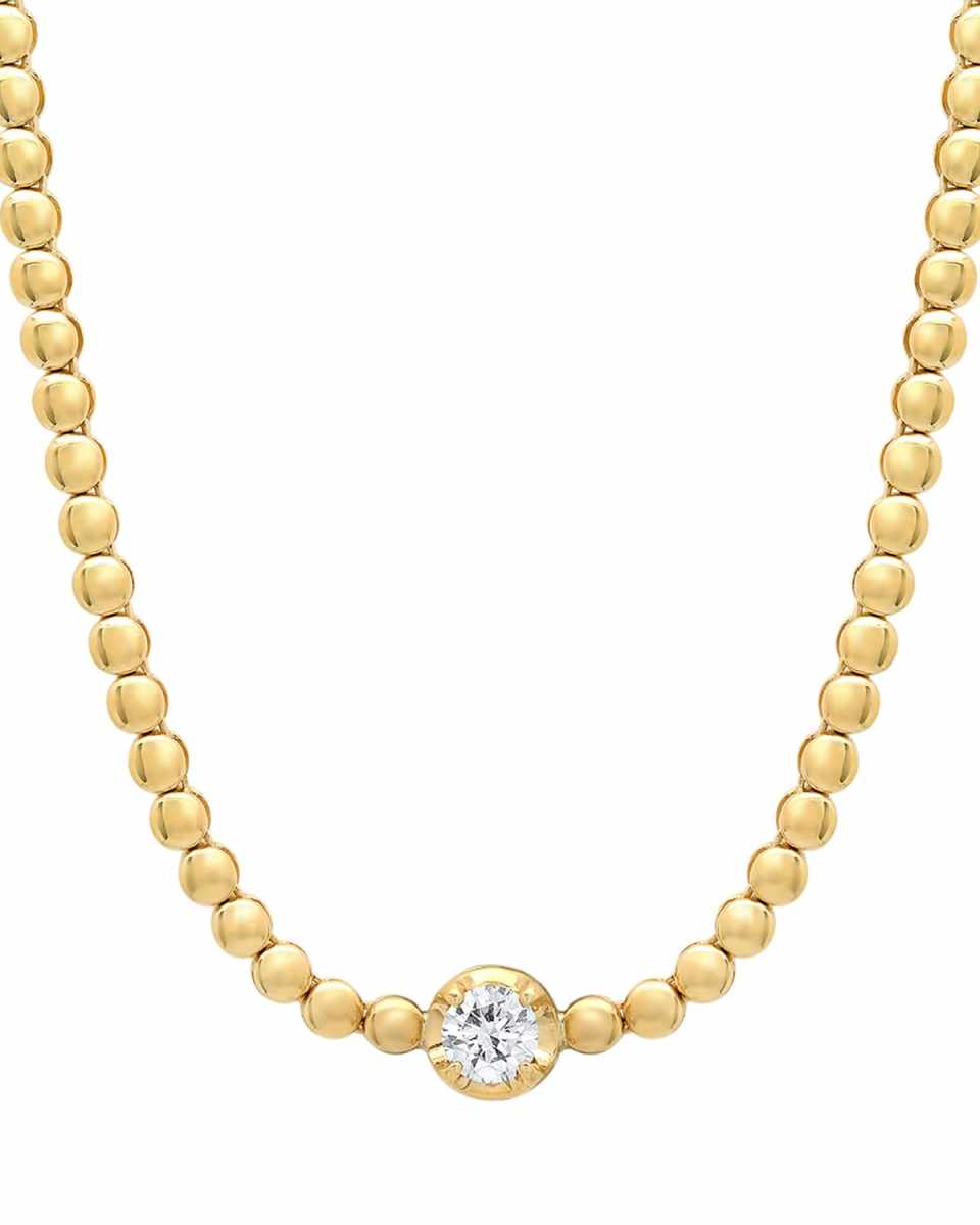 Yellow Gold Illusion-Set Diamond Mini Bezel Tennis Necklace