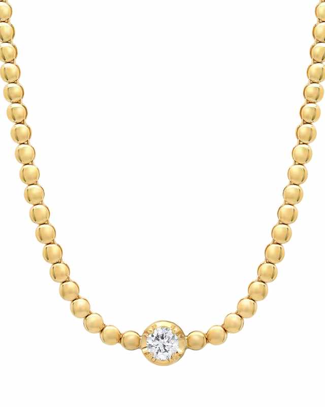 Yellow Gold Illusion-Set Diamond Mini Bezel Tennis Necklace