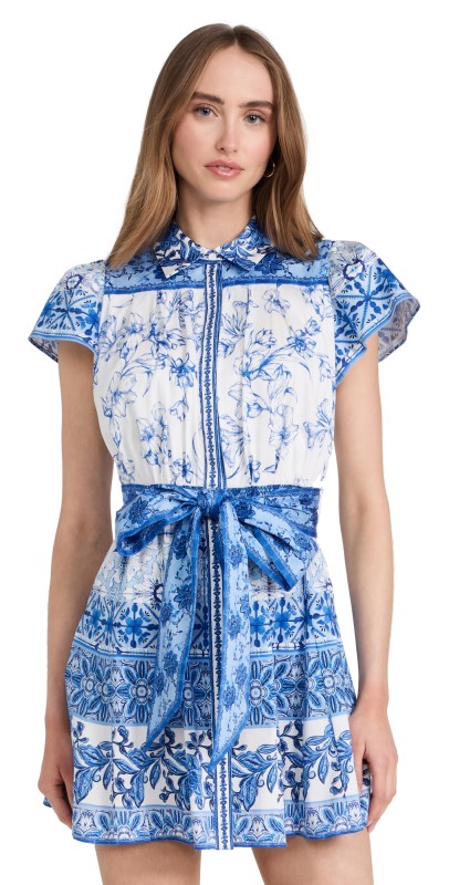 alice + olivia Tiffie Mini Dress Greek Tile