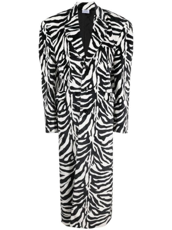 single-breasted zebra-pattern coat