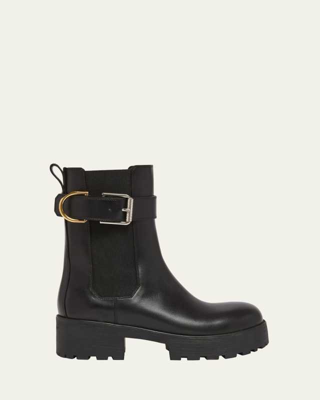 Voyou Leather Buckle Chelsea Boots