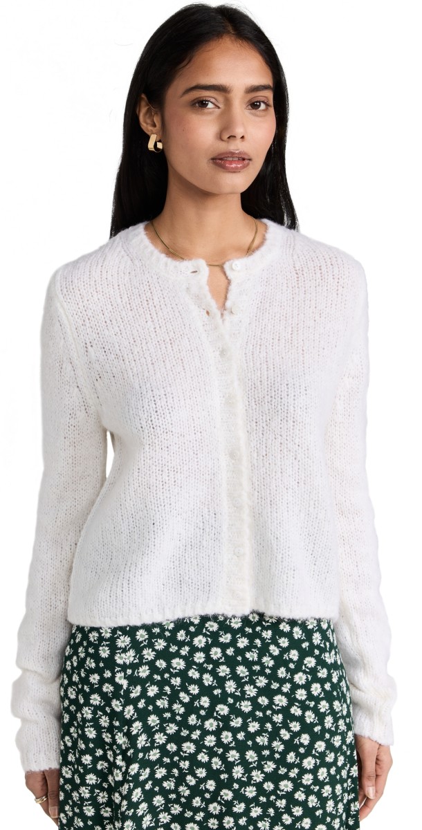 Reformation Clara Crew Cardigan White