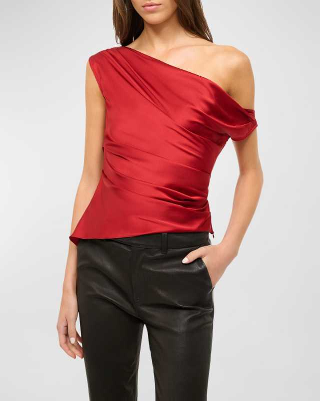 Phare Satin One-Shoulder Top