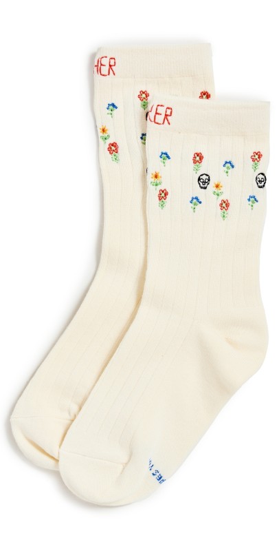 MOTHER The Half Step Socks Skulls And Flowers