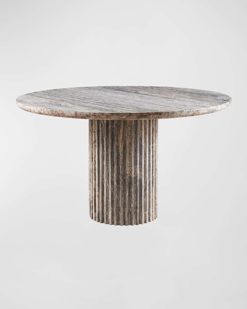 Meadow 54" Round Travertine Dining Table