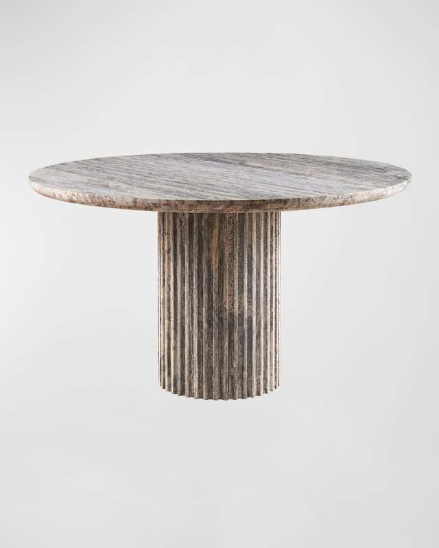 Meadow 54" Round Travertine Dining Table