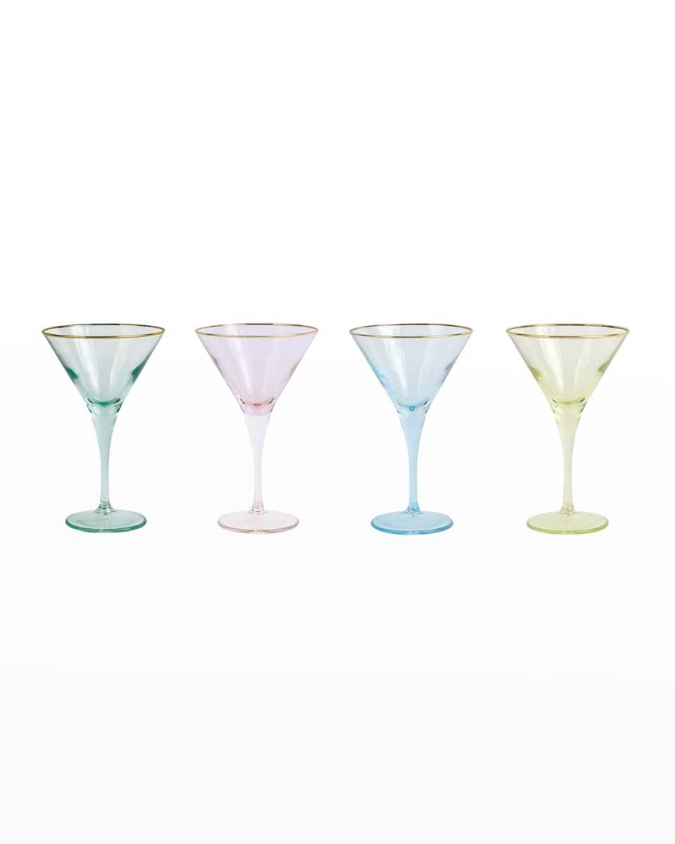 Rainbow Assorted Martini Glasses, Set of 4
