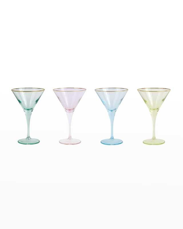 Rainbow Assorted Martini Glasses, Set of 4