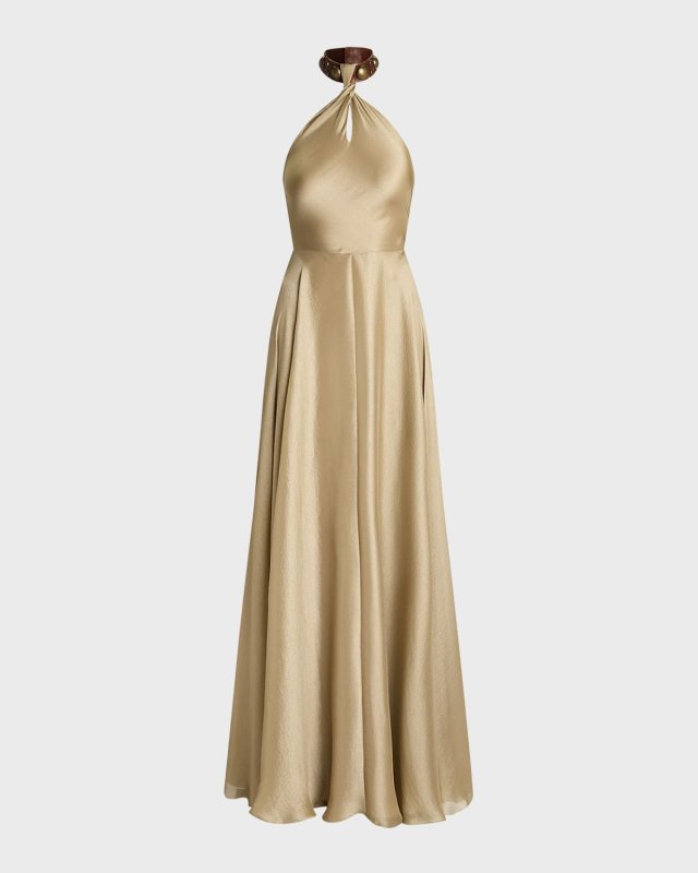 Sherri Metallic Gauze Evening Dress