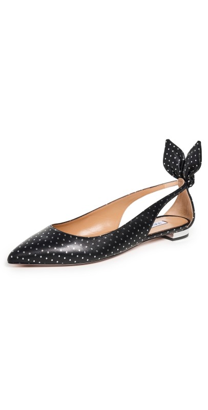 Aquazzura Bow Tie Flats Black/Silver
