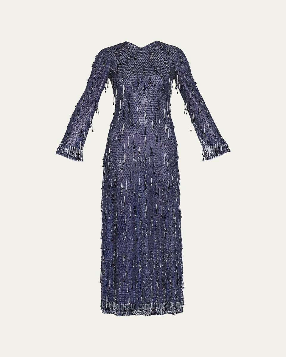 Embroidered Column Gown