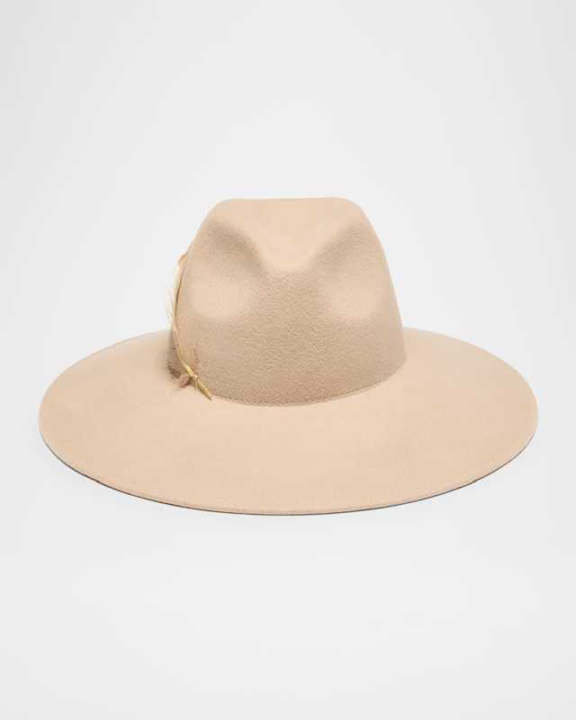 Emmanuelle Feather Trim Wool Fedora