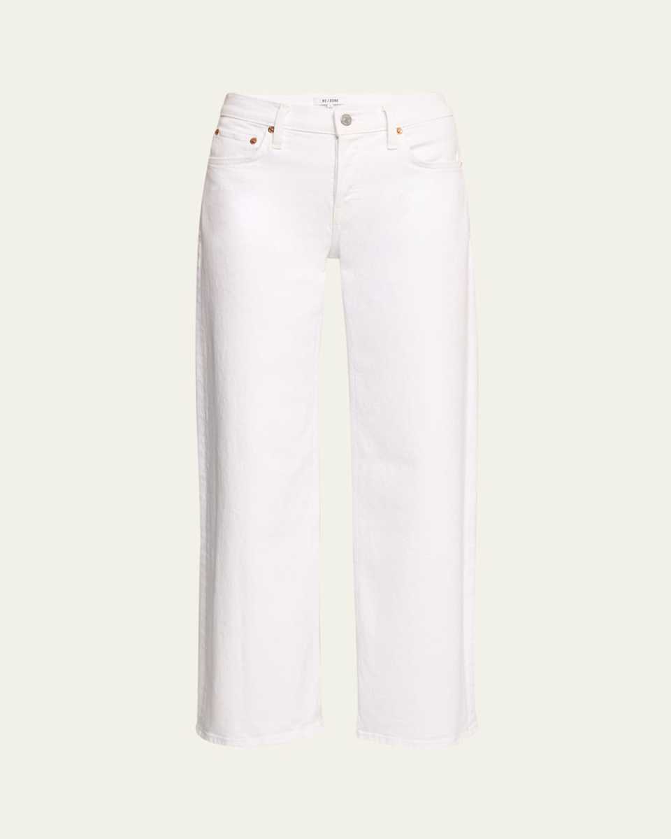 Mid-Rise Wide-Leg Crop Jeans